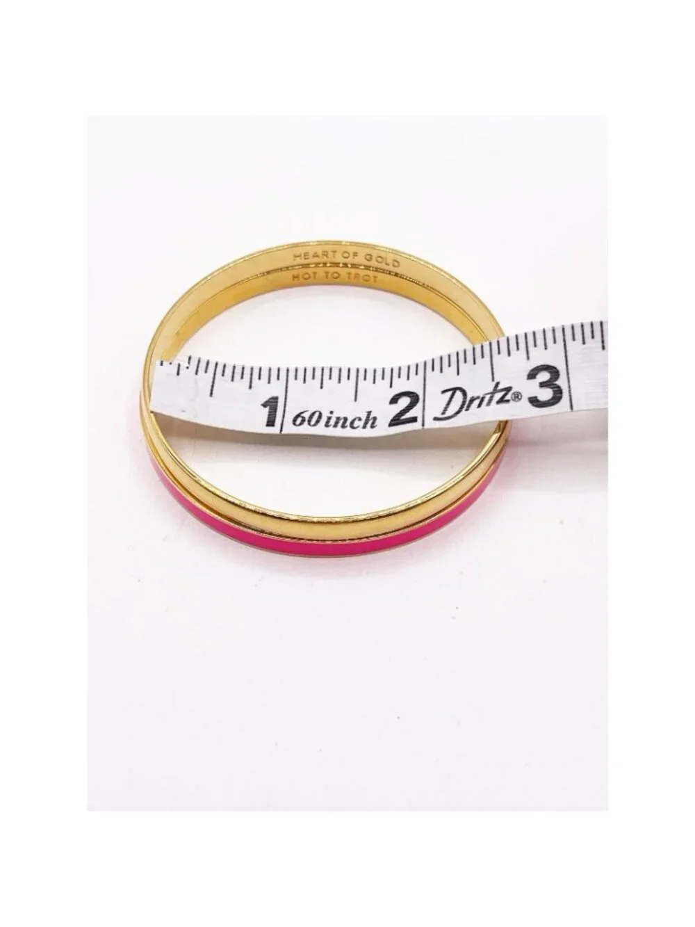 Kate Spade NY Gold Tone Hot Pink Hot To Trot & Heart Of Gold Bangle Bracelet Set - Picture 4 of 6